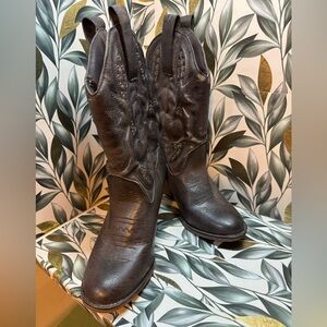 MIA Brown Distressed Western Ankle Boots Size 7.5 | Studded Cowboy Booties